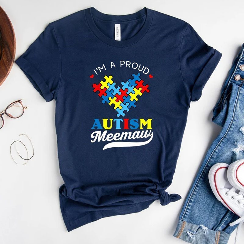 I’m A Proud Meemaw Autism Awareness Heart Autistic Grandson Shirt