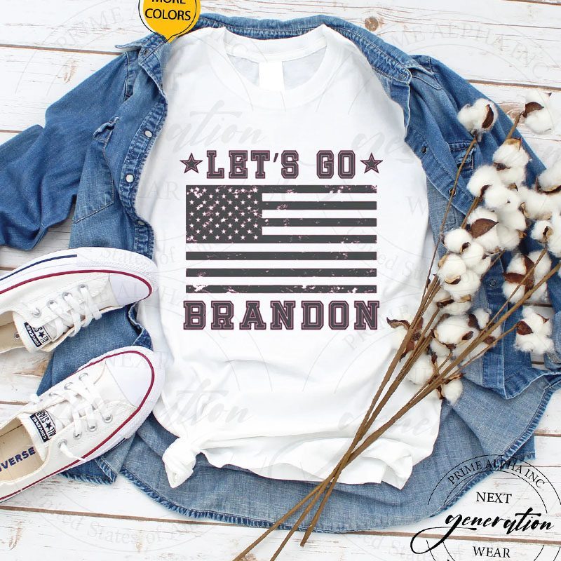 Lets Go Brandon Biden Chant Blackout American Flag T-Shirt