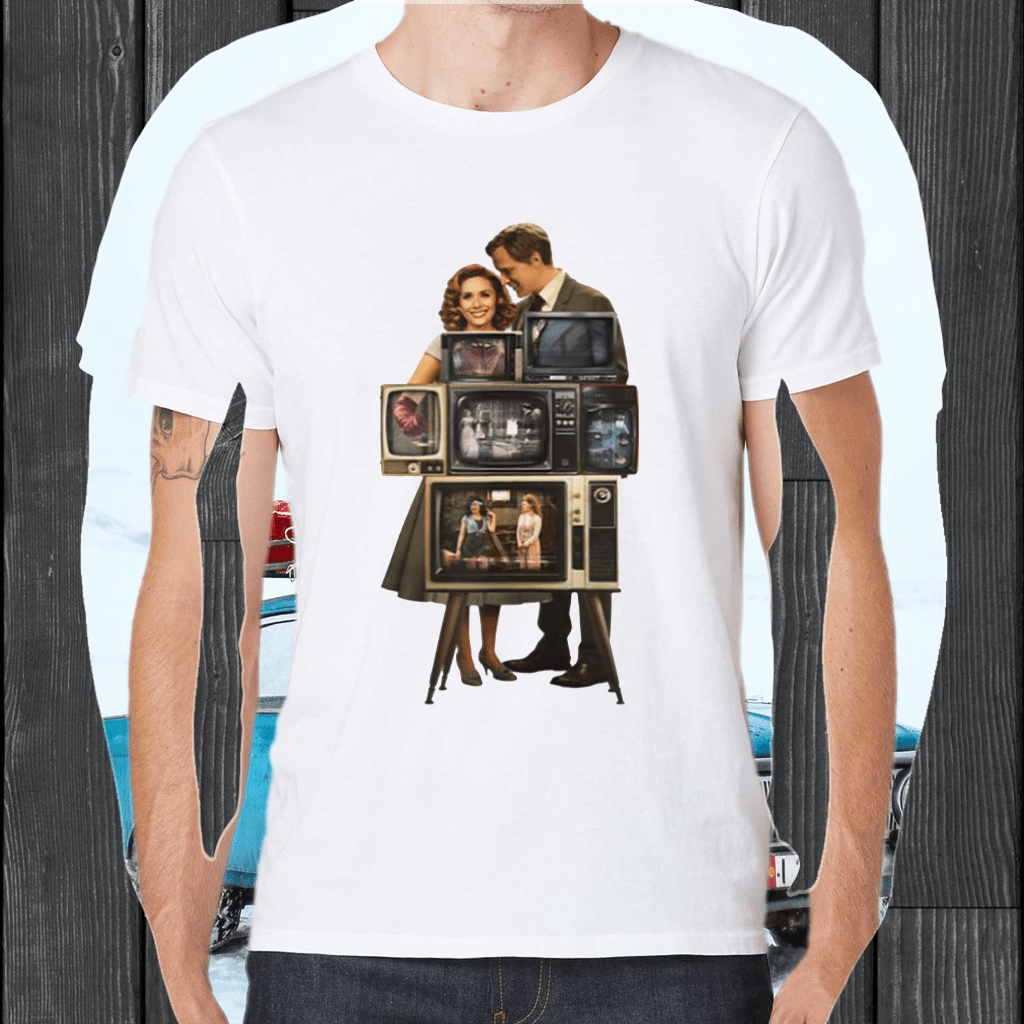 Marvel Wandavision Wanda & Vision Behind The Tv Screens TShirt