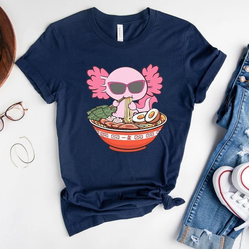 Ramen Axolotl Kawaii Anime Japanese Food Gift Girls Teenager Shirt