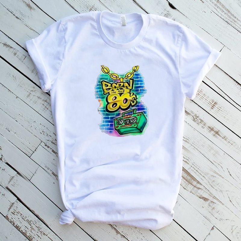 BORN IN 80S BREAKDANCING GRAFFITI RARE DESIGN OLDSKOOL QUALITY SHIRT
