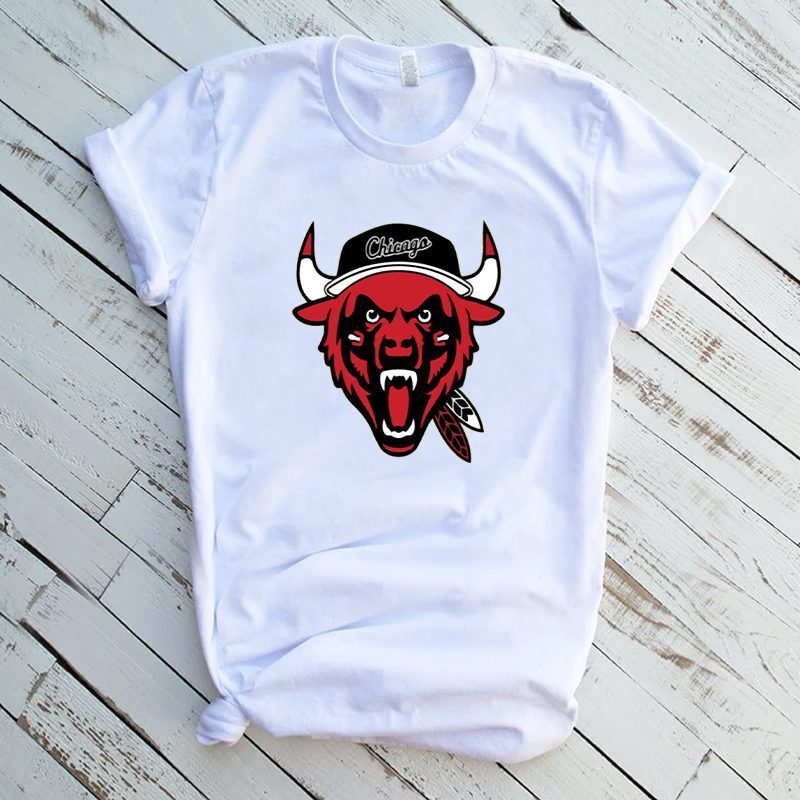 CHICAGO SPORTS LOGOS MASHUP ARTWORK RARE DESIGN QUALITY SHIRT**FULL FRONT**