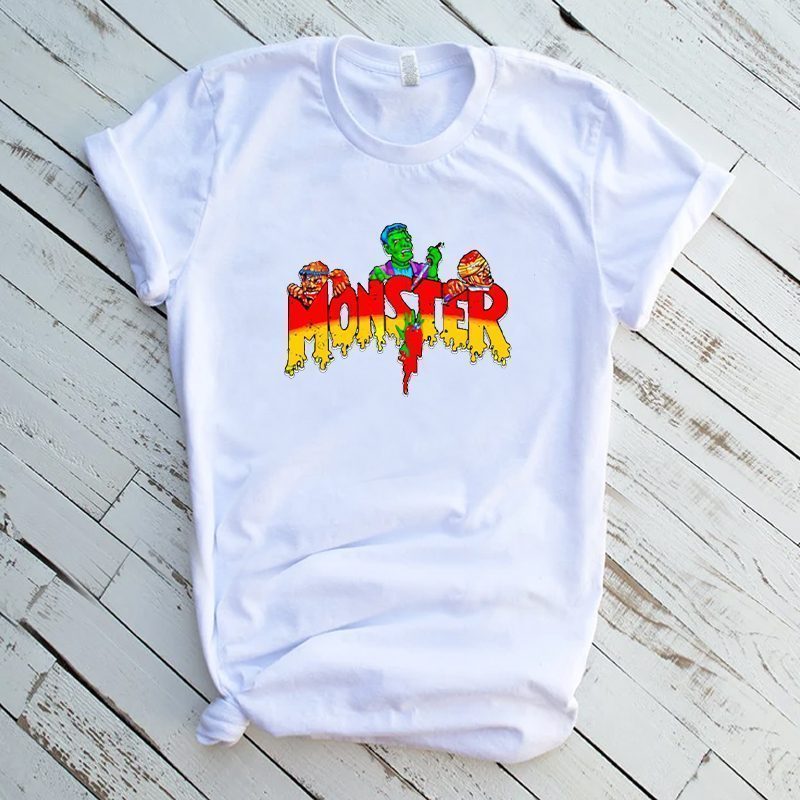 MONSTER ARCADE GAME 8 BIT MASHUP PARODY CARTOONS FUNNY SHIRT MANY COLORS