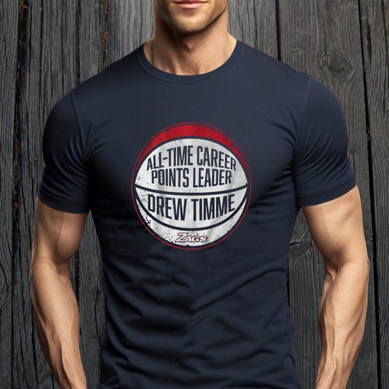 gonzaga basketball drew timme all time career points leader t-shirts