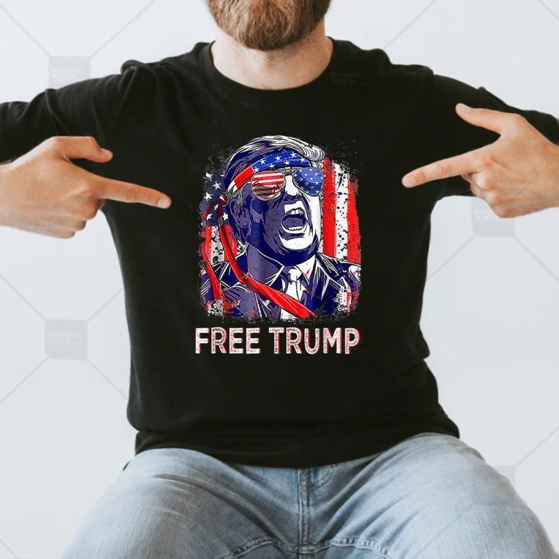 Free Donald Trump 2024 American Flag Shirts