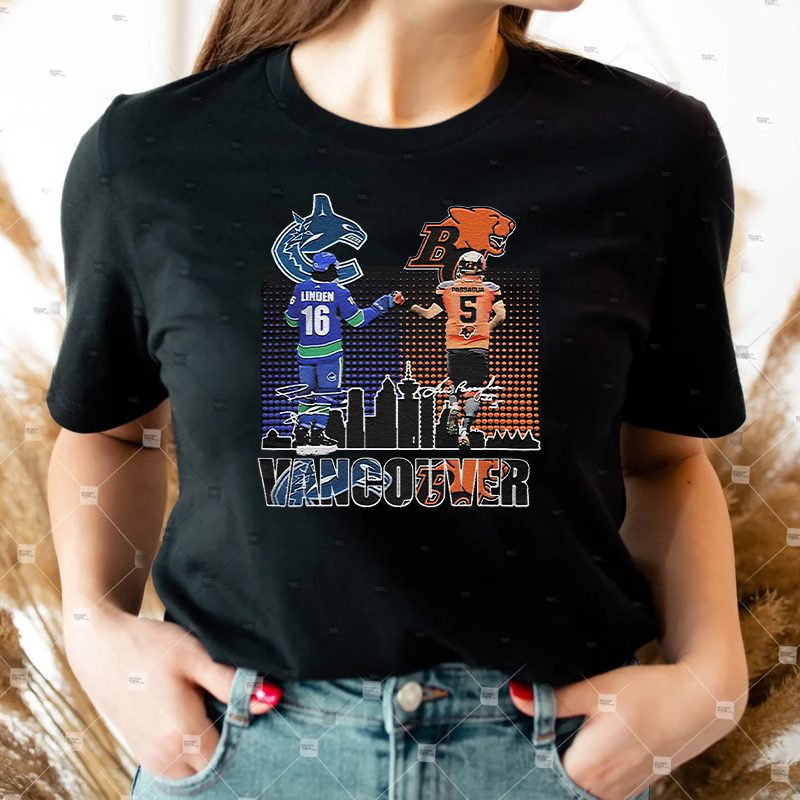 Vancouver City Sports Team Trevor Linden And Lui Passaglia Signatures Logo T Shirts