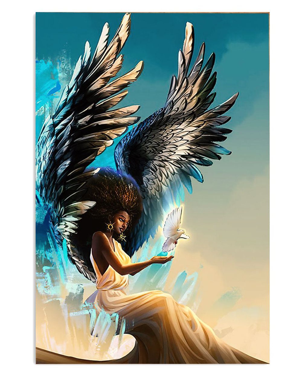 African American Afro Black Queen Eagle Wings Poster
