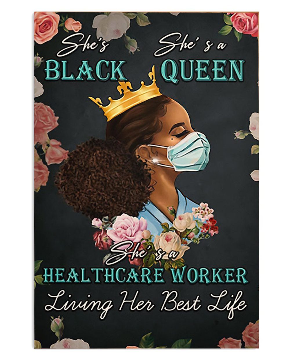 African American Afro Black Queen Healthcare Worker Poster