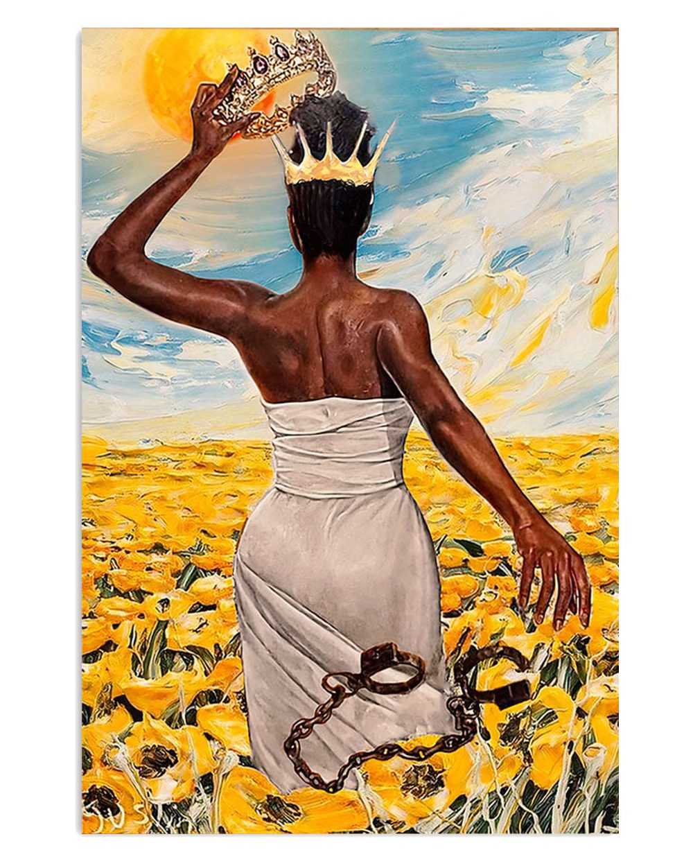 African American Afro Black Queen Sunflower Poster