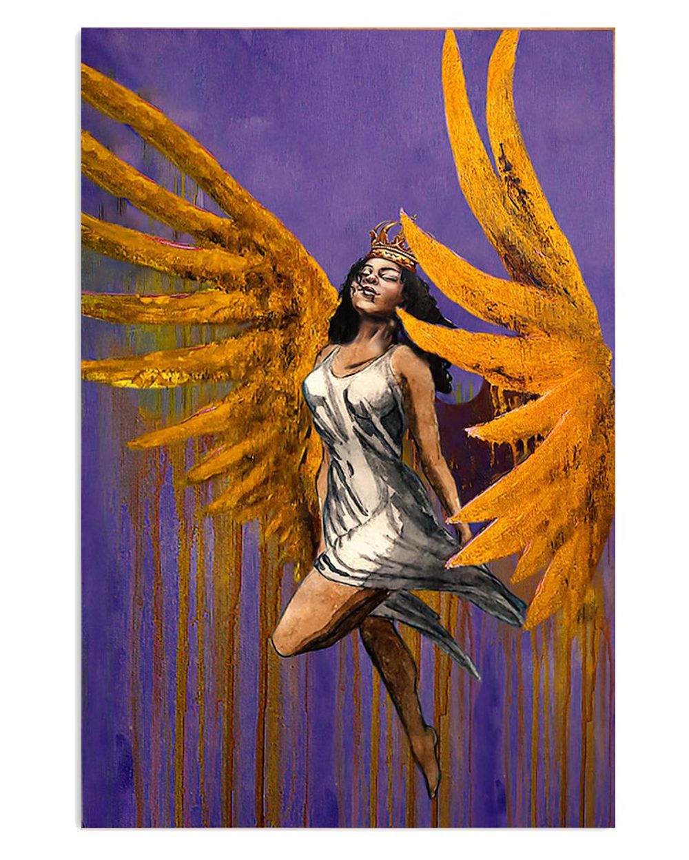 African American Afro Black Woman Golden Wing Poster