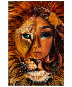 African American Afro Black Woman Lion Poster