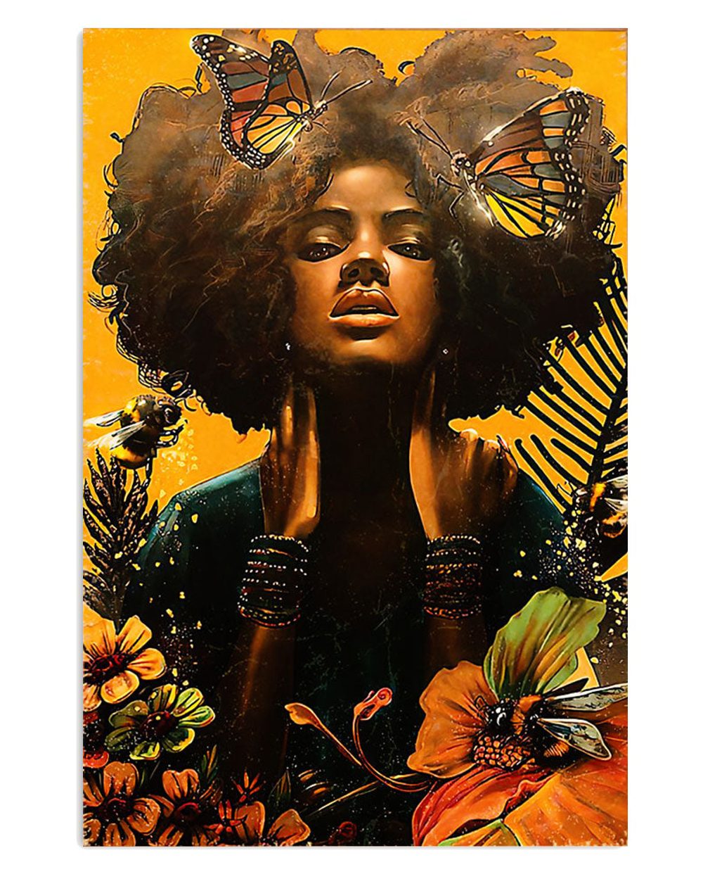 African American Afro Black Woman Potrait Poster