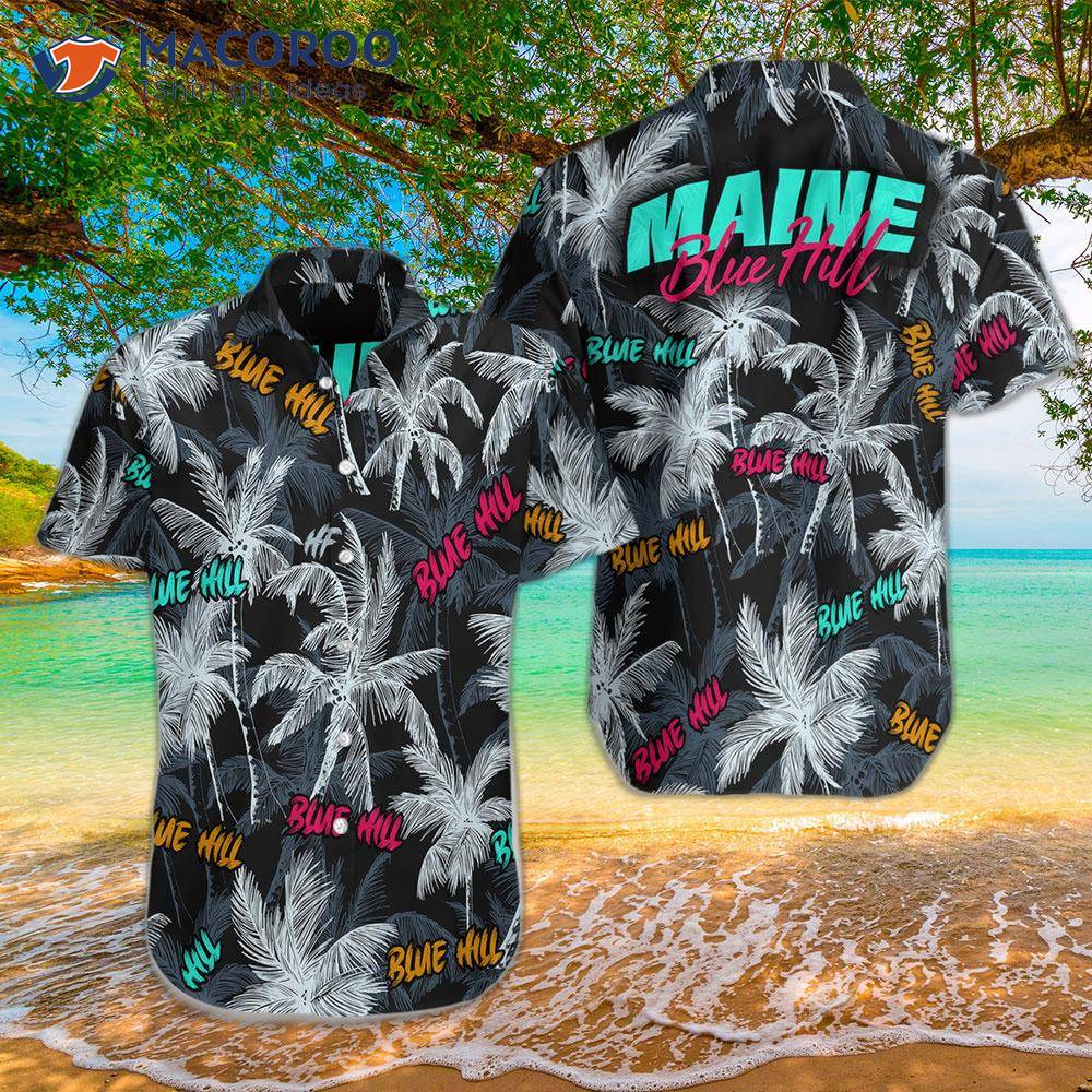 "blue Hill Beach" Coconut Tree Seamless Hawaiian Shirt