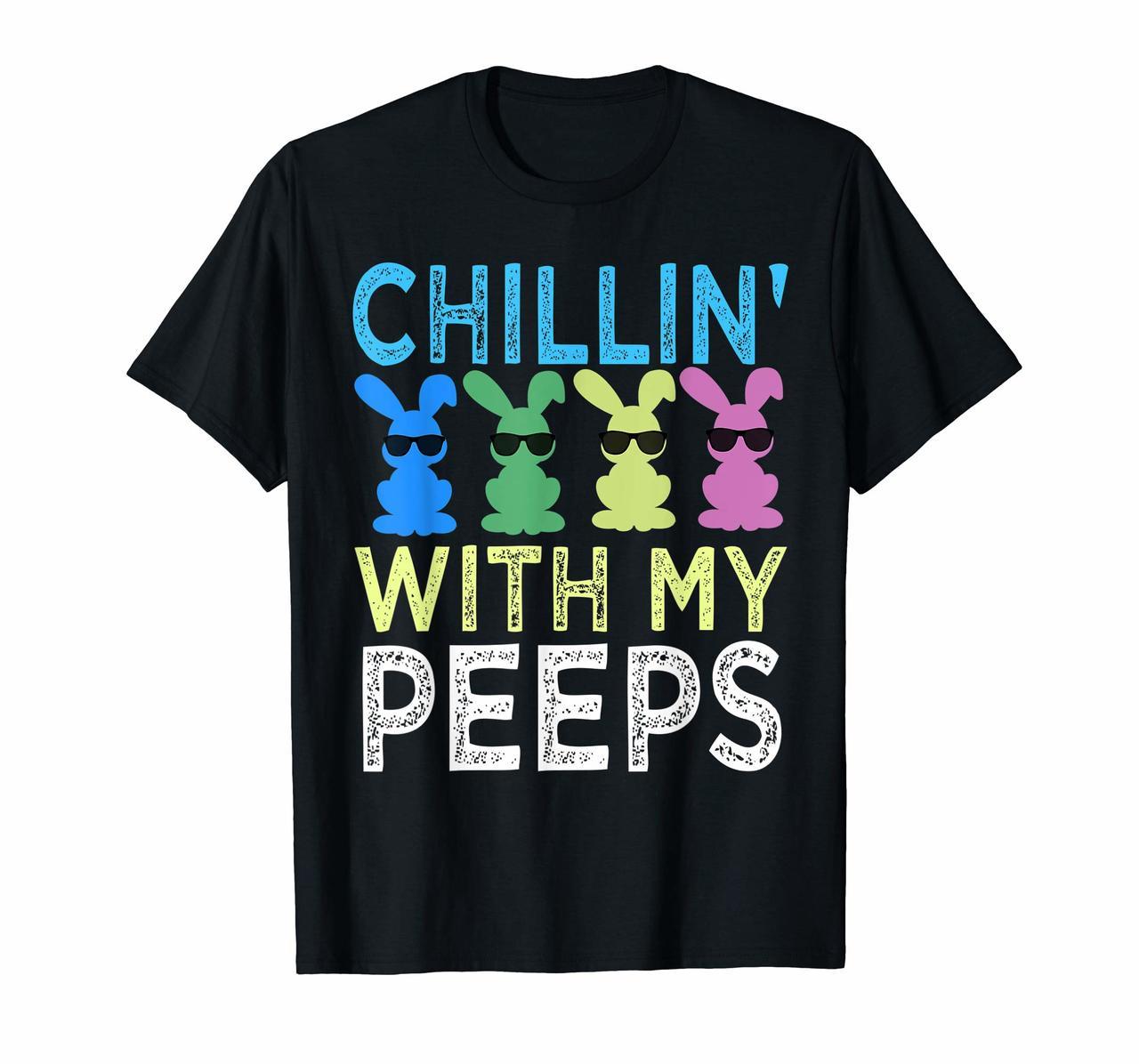 Boys Girls Chillin With My Peeps Funny Easter T-Shirt Hoodies
