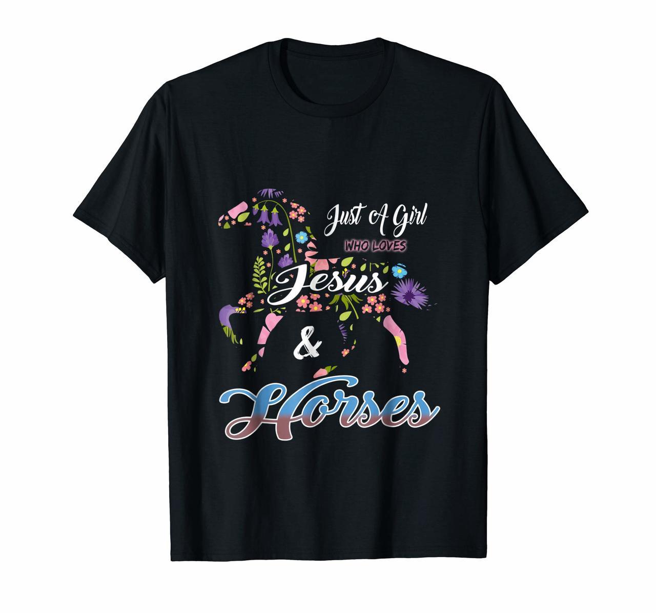 Cute Just a Girl Who Loves Jesus and Horses Gift T Shirts Hoodies