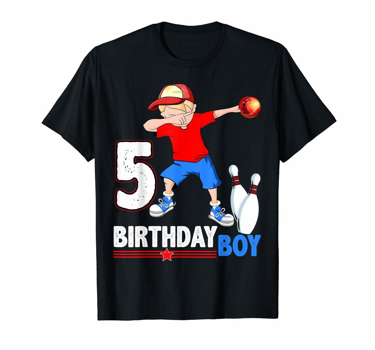 Dabbing Bowler Bowling T Shirt 5th Birthday Boys Party Tees Hoodies