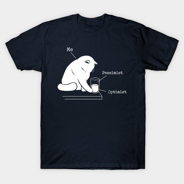 Glass Graphic - Optimist and Pessimist - Funny Cat T-Shirt Unisex