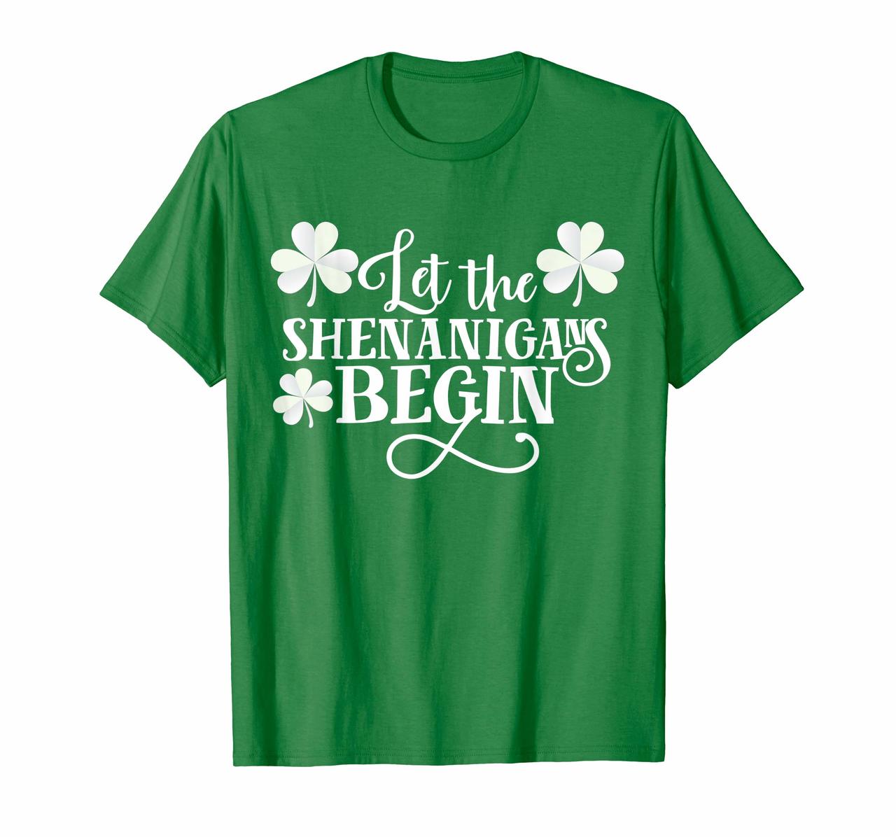 Green St Patricks Day T-Shirt Let the Shenanigans Begin Hoodies