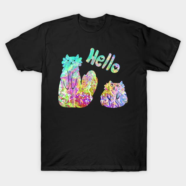 "Hello" Kitties Pastel Grunge T-Shirt Unisex
