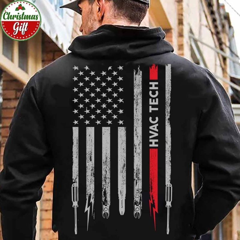 HVAC Tech American Flag Hoodie, HVAC Tech