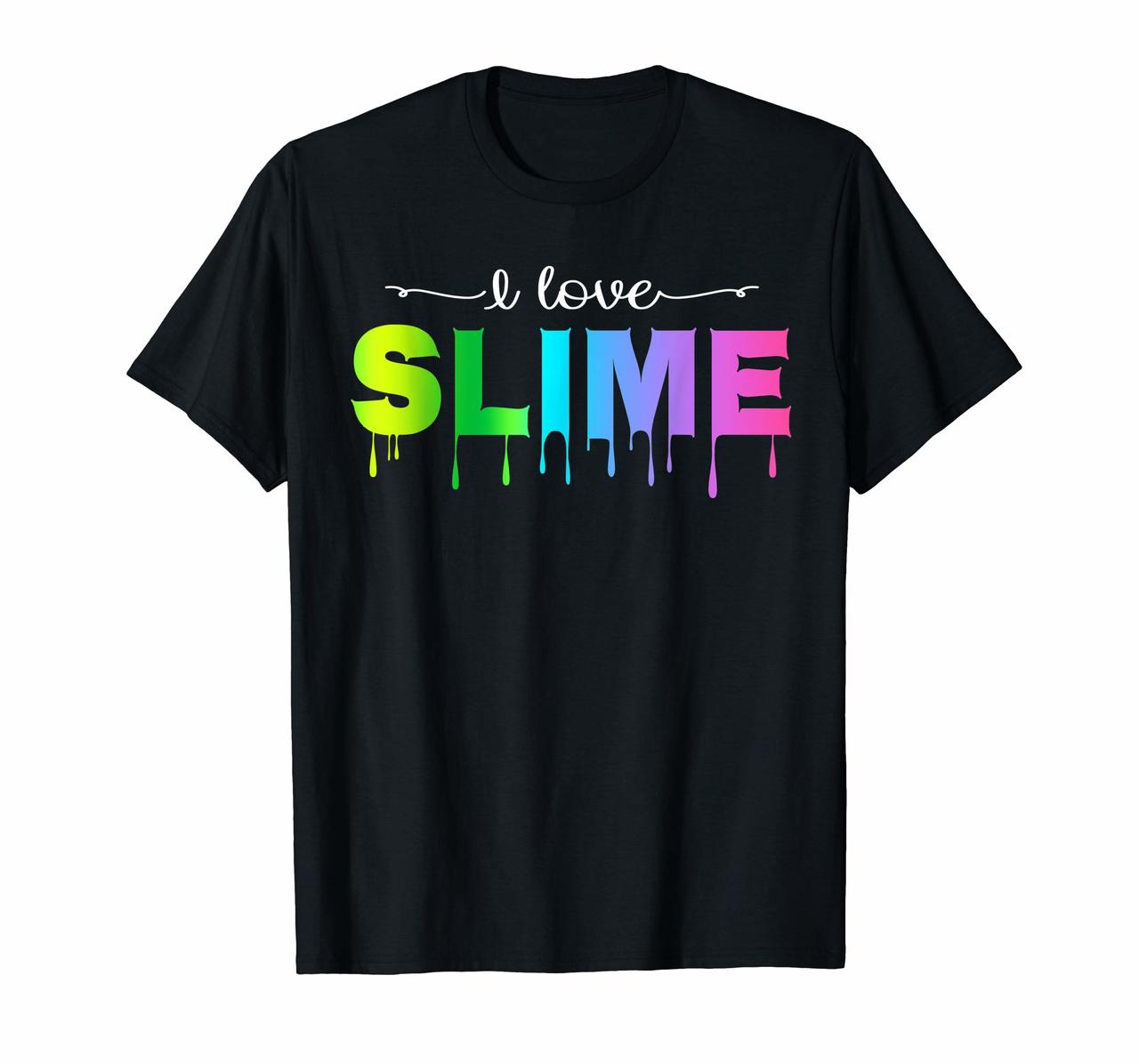 I Love Slime T-Shirt Dripping Rainbow Tshirt for Girls Hoodies