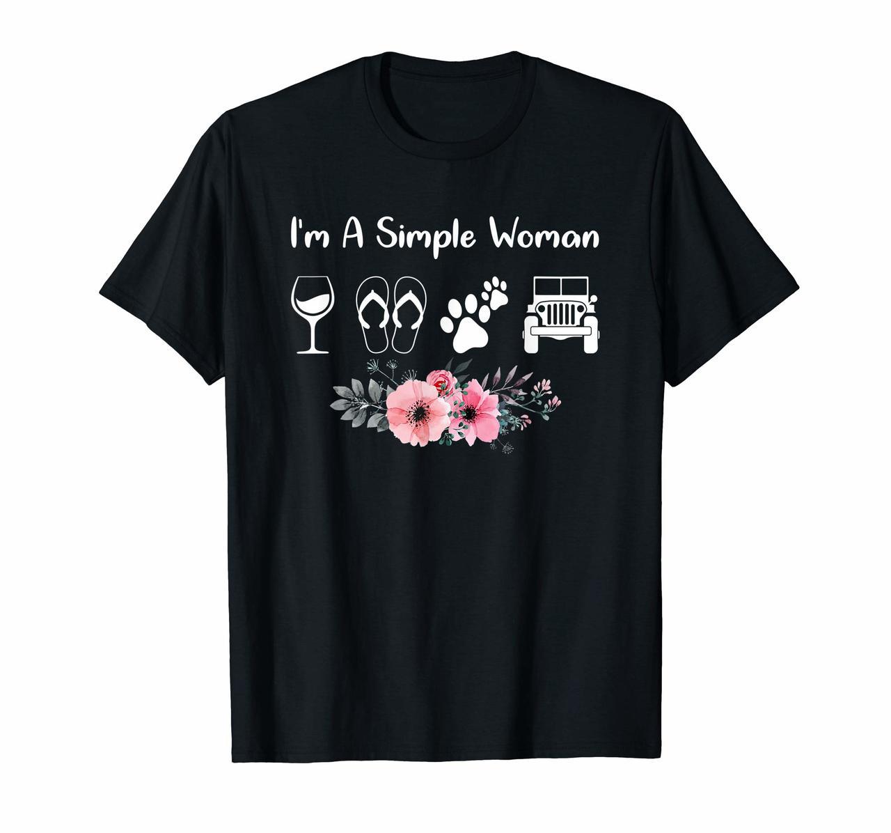 Im A Simple Woman T-Shirt Love Wine Flip Flop Dog And Jeeps Hoodies