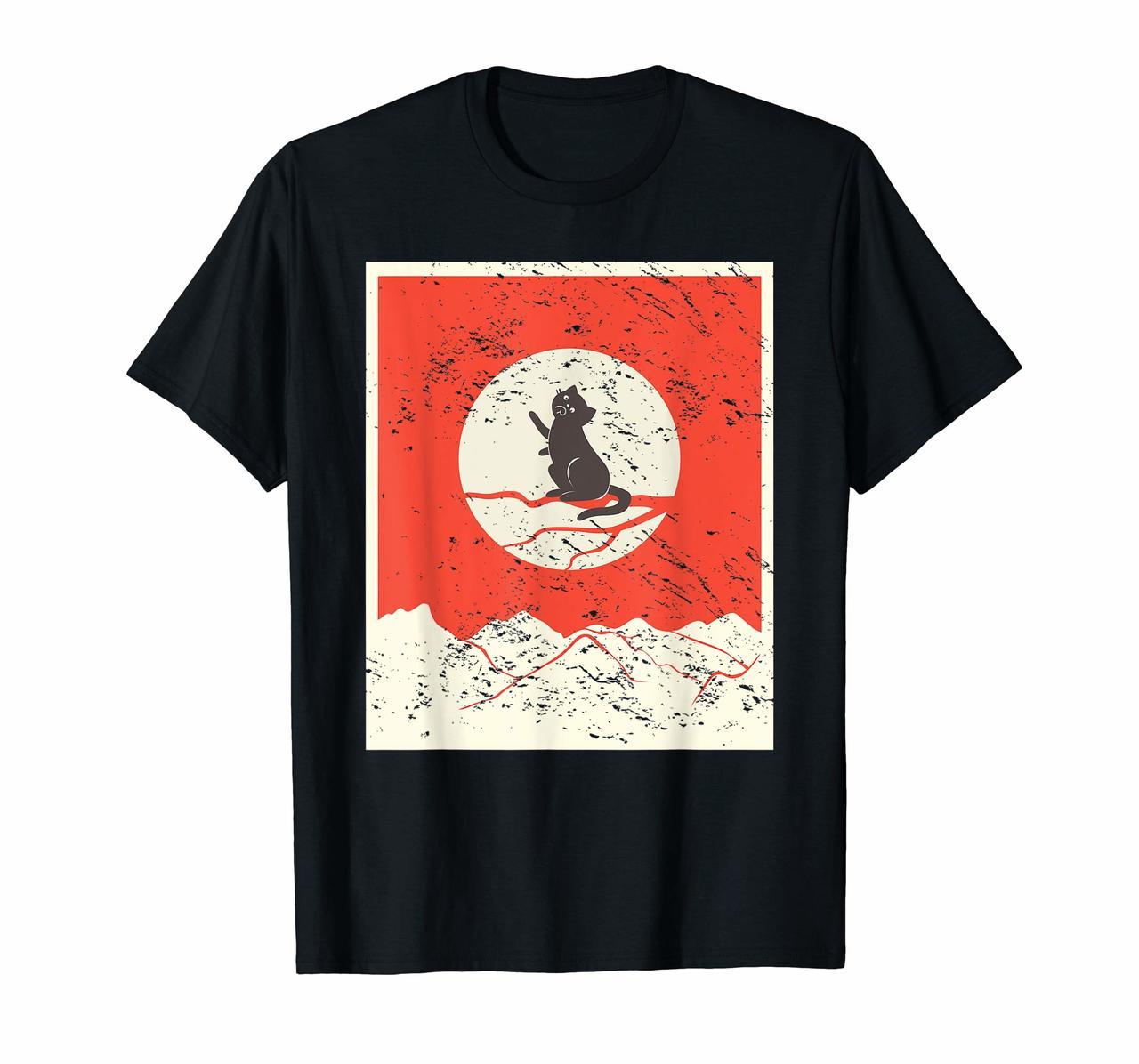 Kawaii Japanese Anime Vintage Japanese Cat Design T-Shirt Hoodies