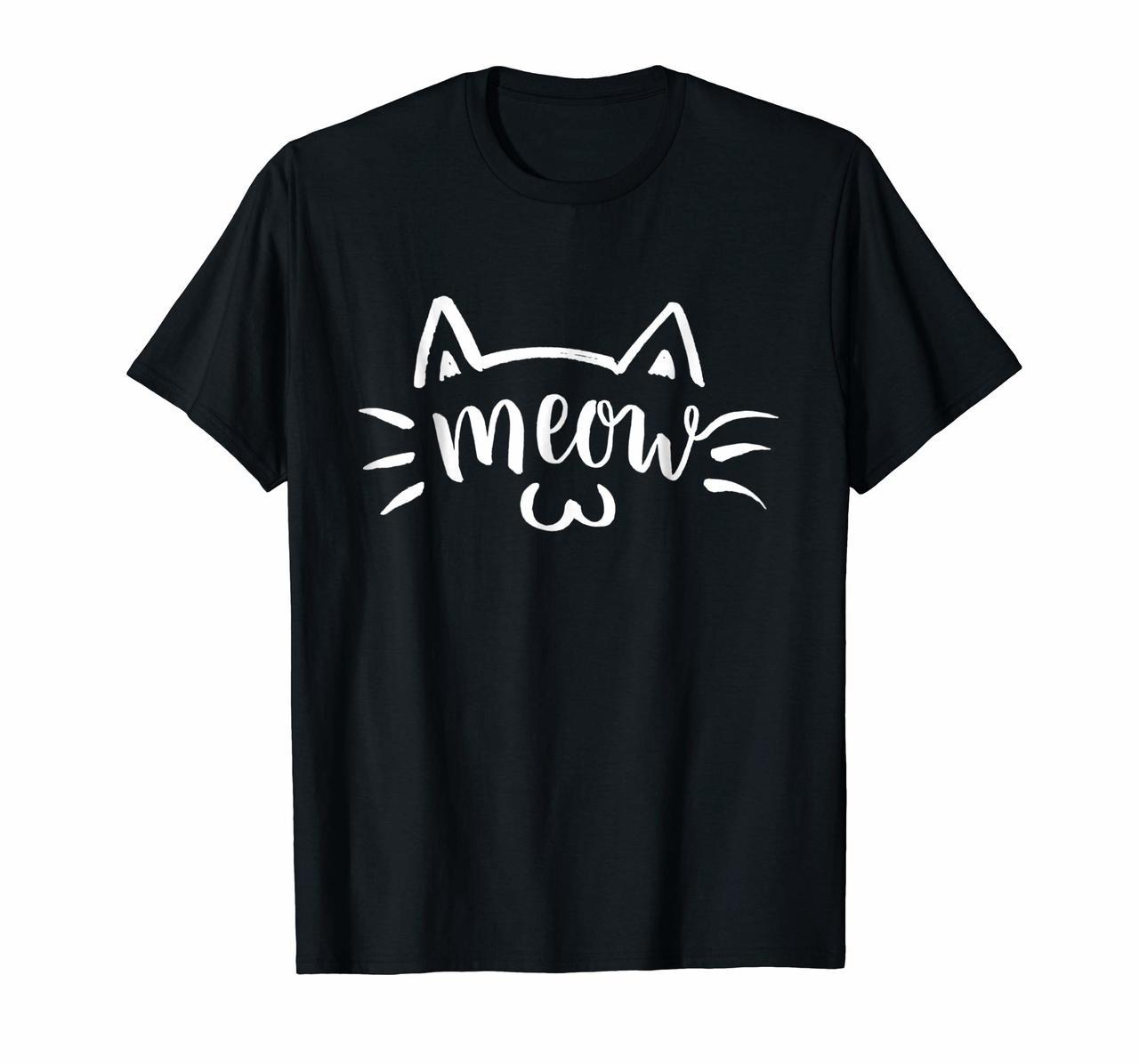 Kawaii Kitty Cat Meow Face Brush Letter Tshirt Hoodies