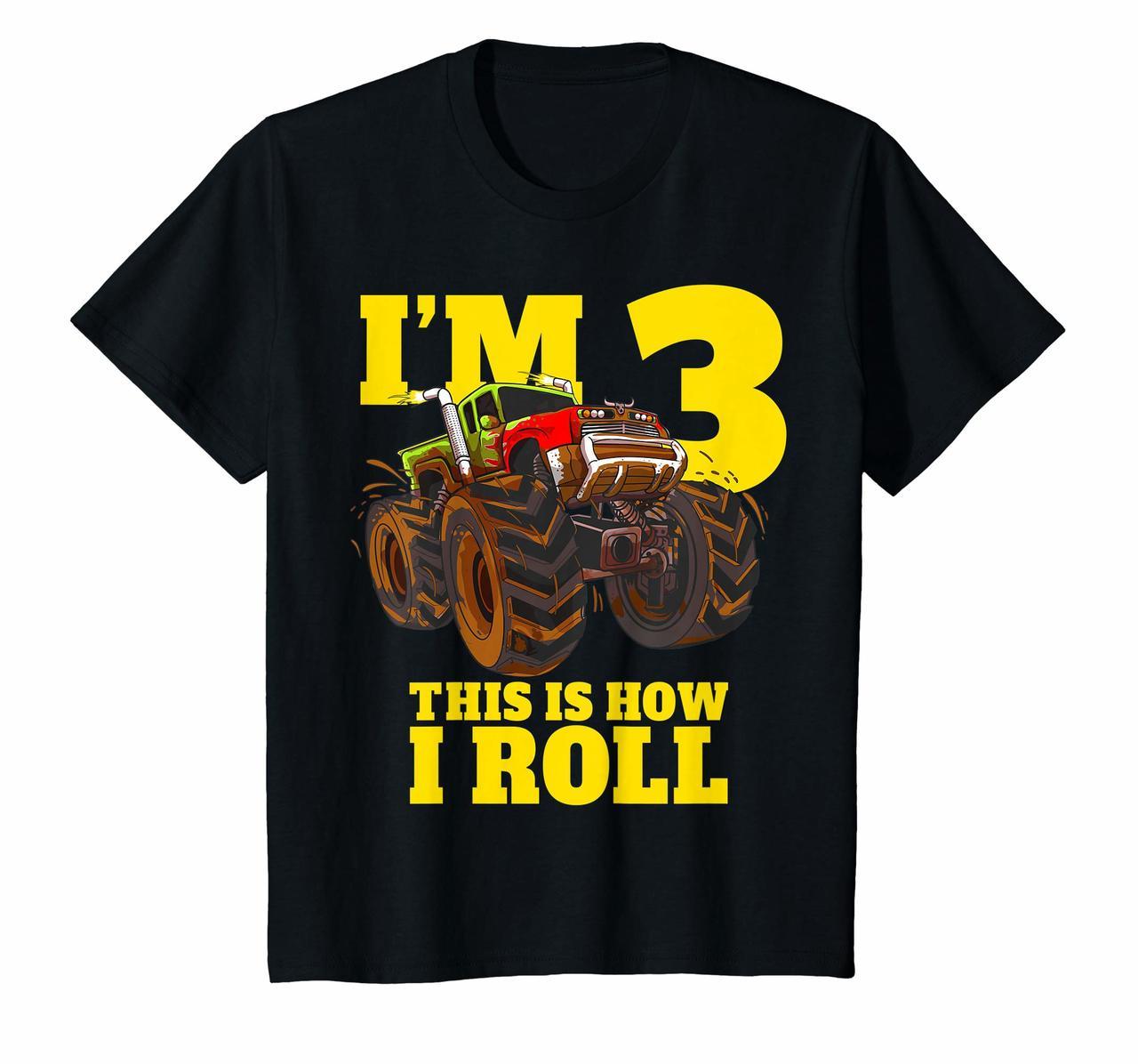 Kids Monster Truck 3rd Birthday T Shirt Boy 3 Year Old Gift Tee Hoodies