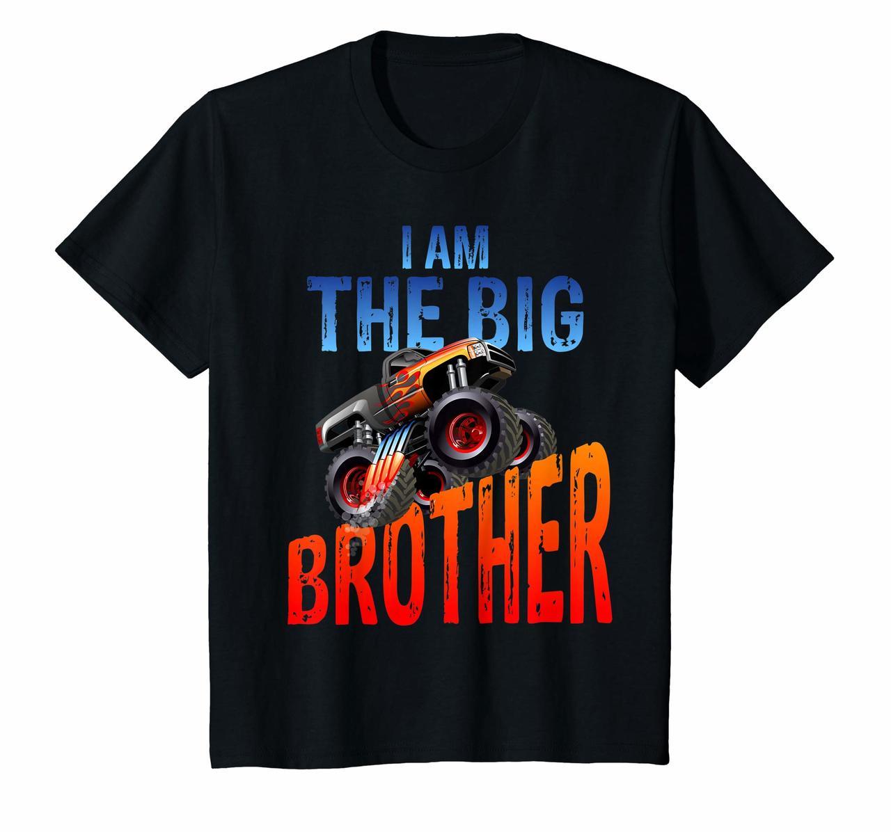 Kids Monster Truck T-Shirt for Toddlers - I am the Big Brother Hoodies