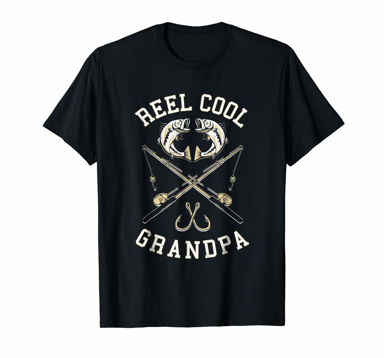 Mens Reel Cool Grandpa Funny Saltwater Bass Fishing T-Shirt Hoodies