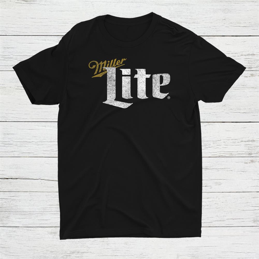 Miller Lite Beer Distressed Text Logo Shirt