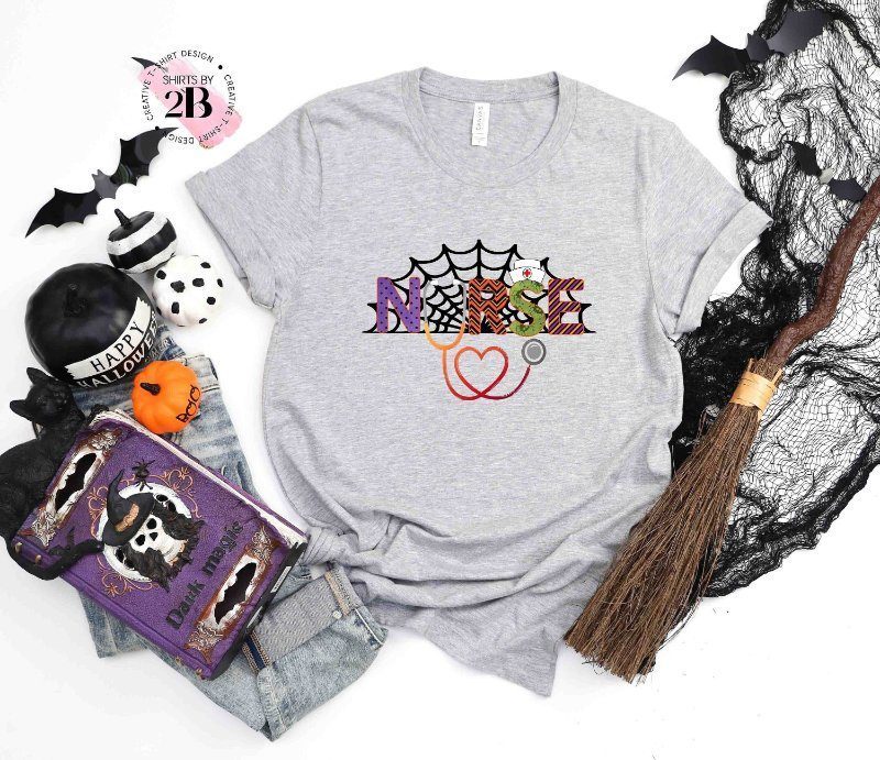 Nurse Halloween Shirt, Nurse Stethoscope Cobweb