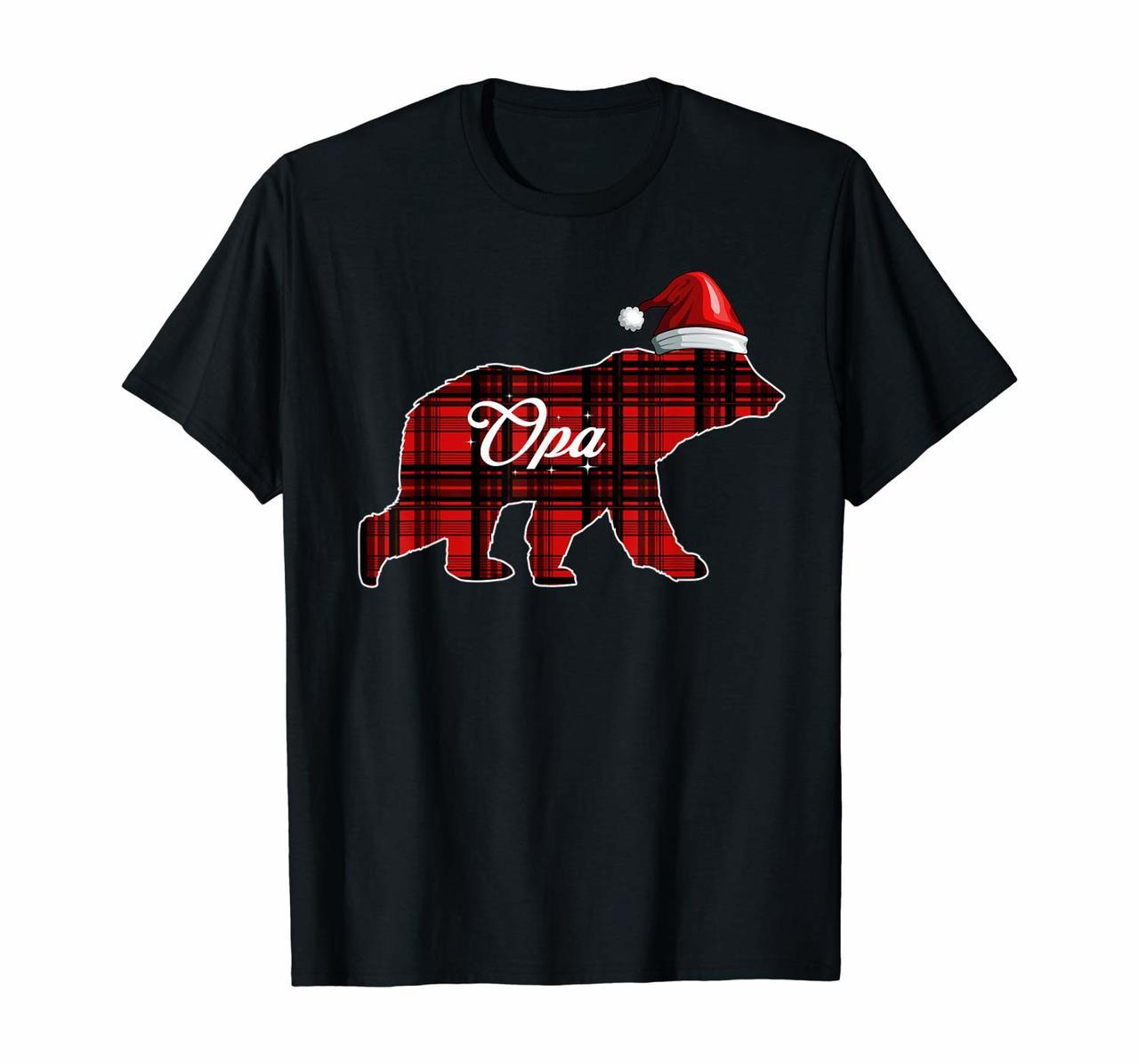 Opa Bear Christmas Pajama Red Plaid Buffalo Family Gift T-Shirt Hoodies