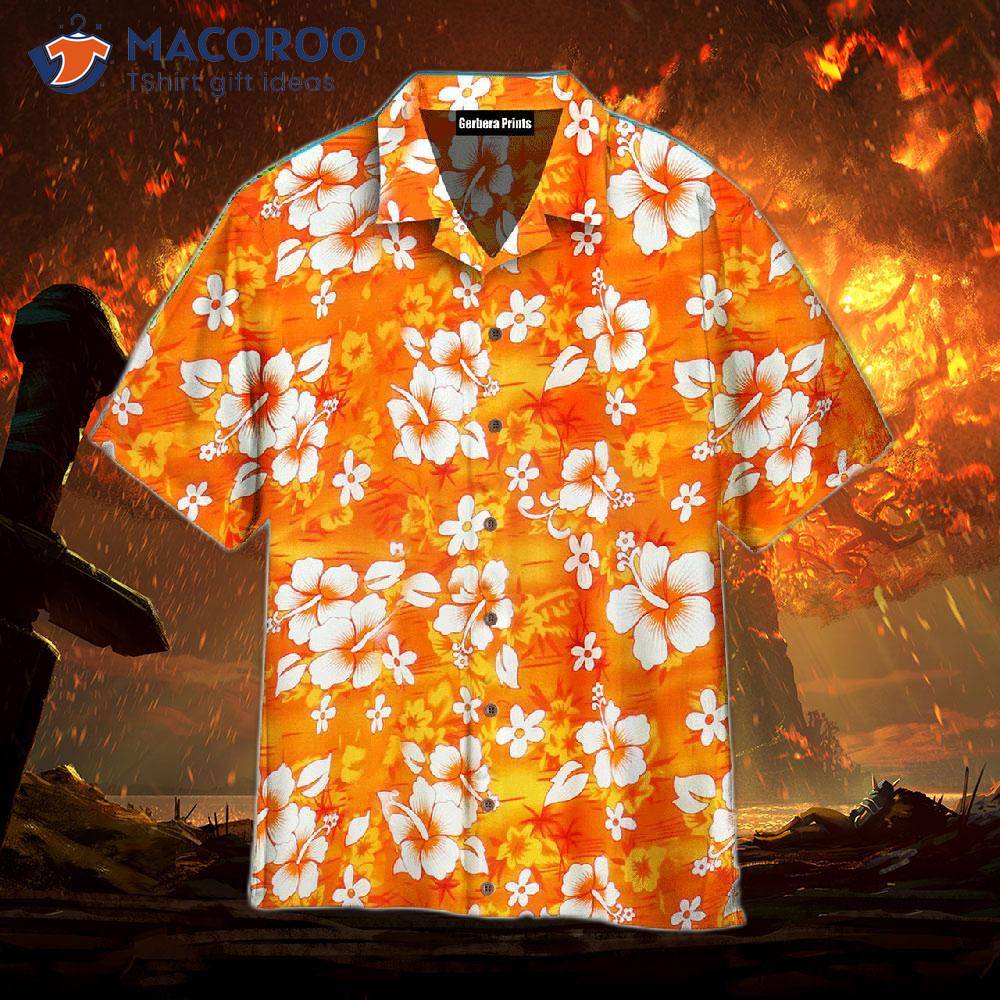 Orange Hibiscus Flower Hawaiian Shirts