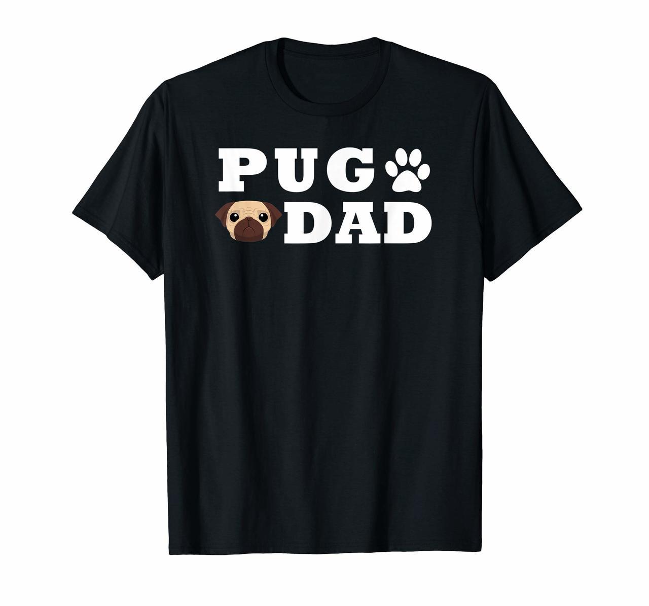 Pug Dad T-Shirt with Paw and Pug Graphic Hoodies