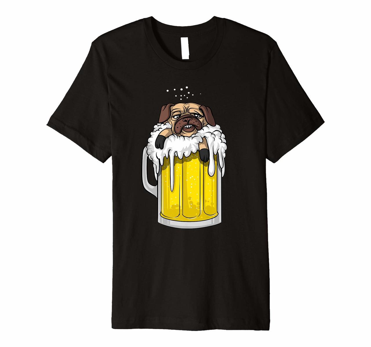 Pug Dog Beer Drinking Party Funny Men Women T-Shirt Hoodies