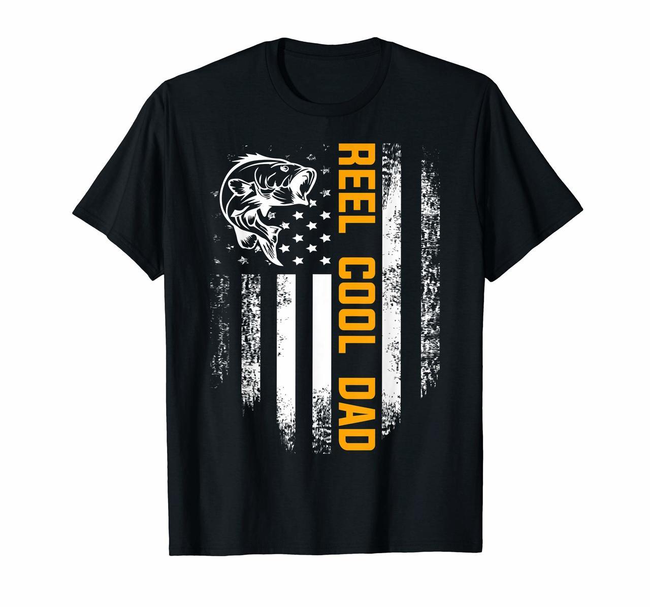 Reel Cool Dad Shirt American Flag Fishing Fathers Day Gift Hoodies