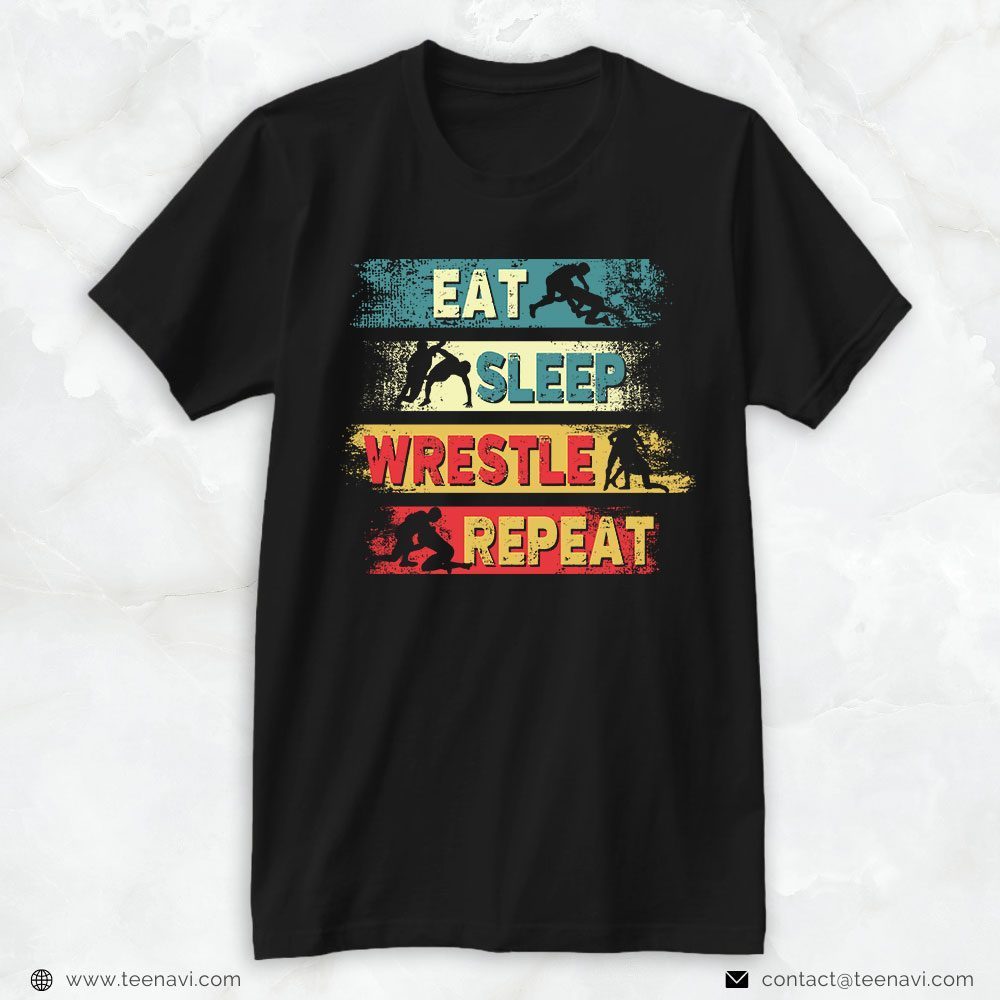 Wrestling Dad Shirt, Eat Sleep Wrestle RepeatShirt