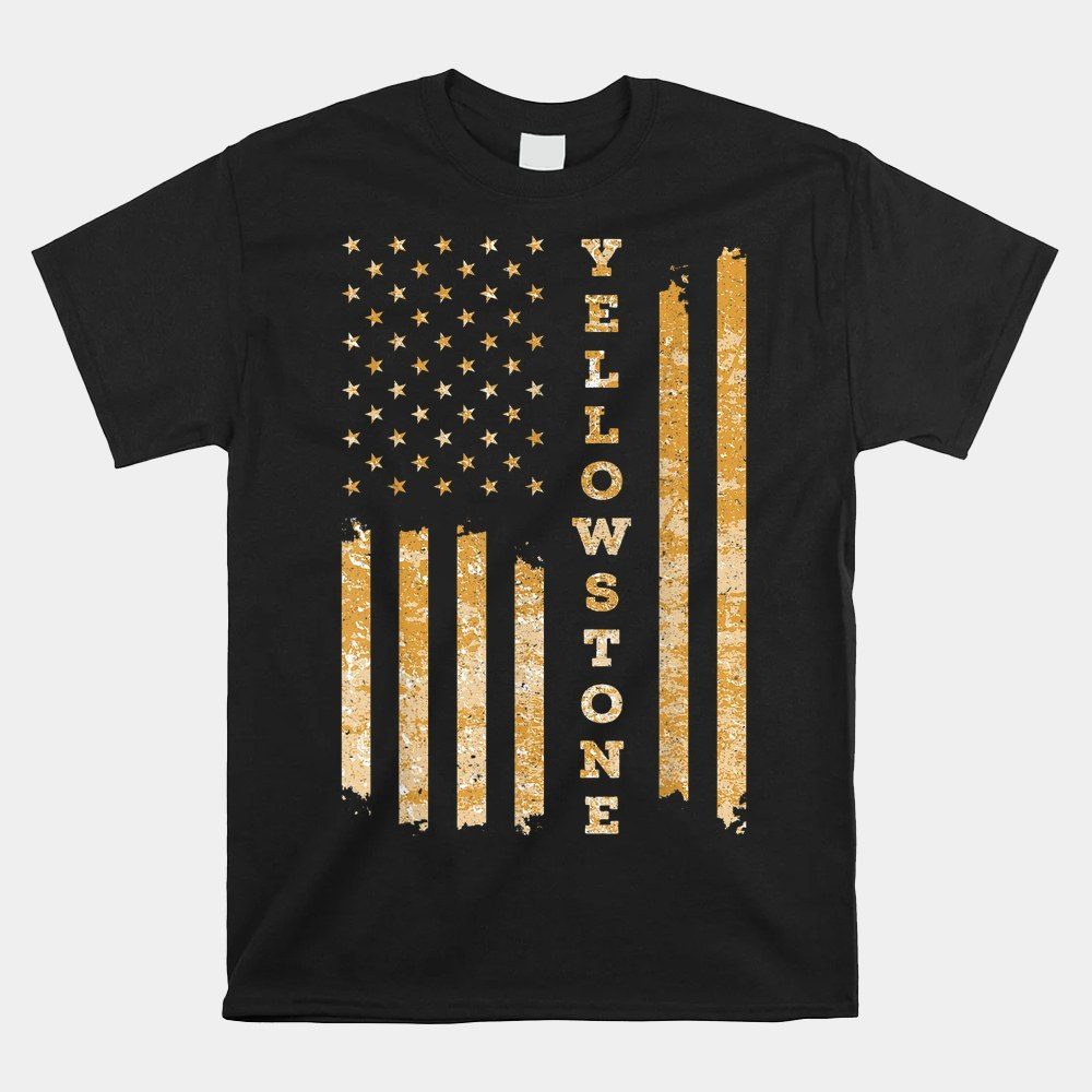 Yellowstone American Flag  Usa National Park Shirt