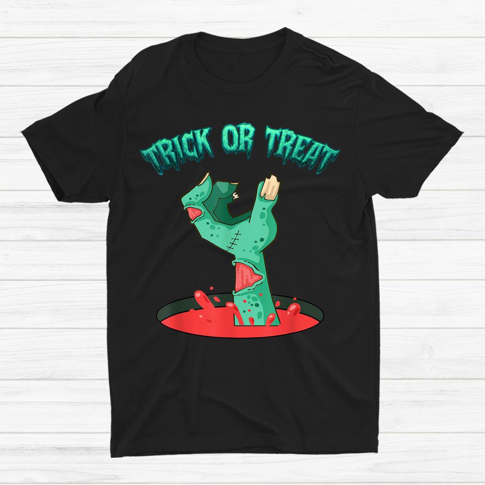 Zombie Hand Trick Or Treat Candy And Pumpkins Halloween Shirt