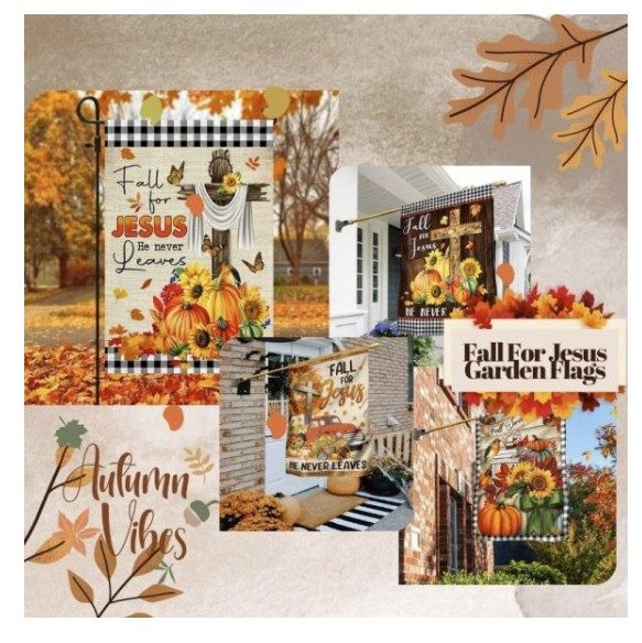 Fall For Jesus Garden Flag Top Fall Flag for Believers
