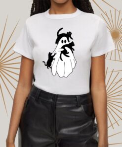 Halloween Ghost And Cat Shirtt