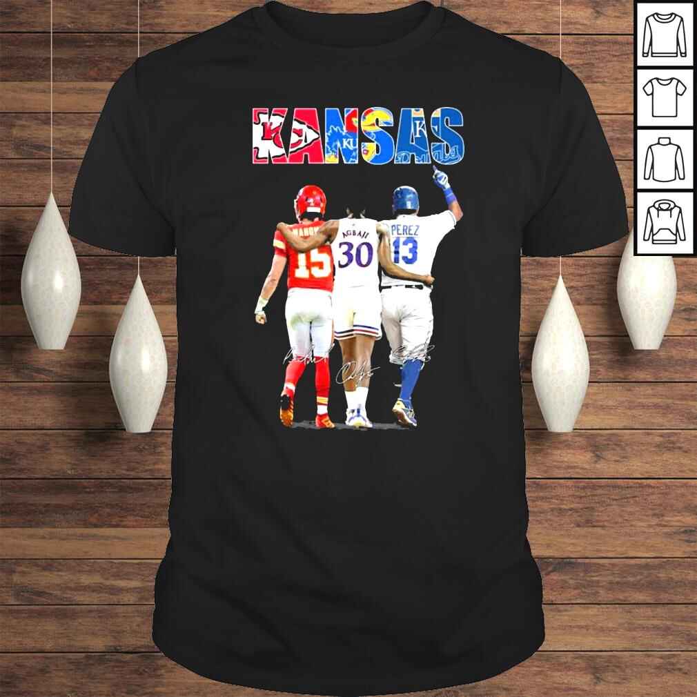 Kansas City Patrick Mahomes Ochai Agbaji and Salvador Pérez signatures shirt