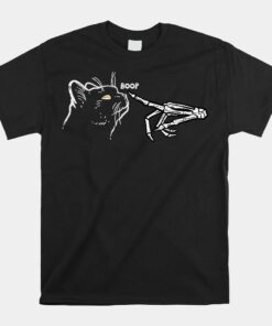 Black Cat Skeleton Hand Boop Halloween Shirt