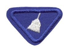 - Reinecke Zentrallager Patch, blaues Abzeichen mit Reinigungsbürsten-Emblem, hochwertige Stickerei für Zubehör- und Wäschereibezüge.