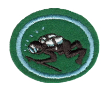 Abzeichen eines Taucher-Symbols in grünem Stoff mit Stickerei, repräsentiert die Bereitschaft und Qualifikation im Tauchsport. Für Taucher, Tauchschulen und Wassersportfans perfekt geeignet.