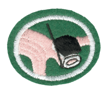 Betriebliches Stoffschild mit Schwein in Stickerei, geeignet für Arbeitskleidung und Sicherheitsausrüstung. Perfect für Fleischerei, Metzgerei oder gastronomische Betriebe.