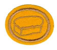 Zentrallager Abzeichen, Lagerverwaltung, Symbol für Warenlager, Textilpatch, Lagerlogistik, Unternehmenssymbol, textile Stickerei, Emblem, Lagerhalle, Logistik-Organisation.