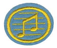 Stickerei Zentrallager, Musiknoten Logo, hochwertige textildrucke für Musik- und Fanartikel.